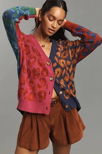 Farm Rio Colorblock Leopard Cardigan