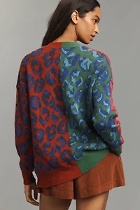 Farm Rio Colorblock Leopard Cardigan