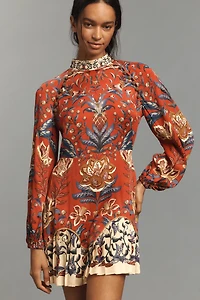 Farm Rio Winter Breeze Long-Sleeve Mini Dress