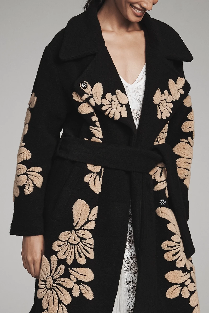 Farm Rio Bold Flowers Wool Blend Coat
