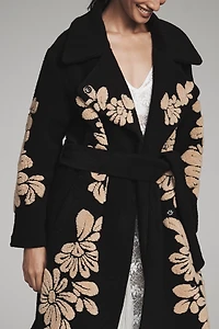 Farm Rio Bold Flowers Wool Blend Coat