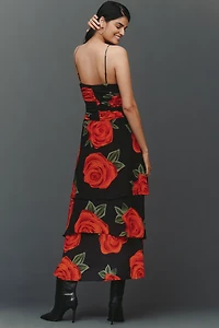 Farm Rio A-Line V-Neck Rosette Maxi Dress