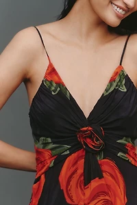 Farm Rio A-Line V-Neck Rosette Maxi Dress