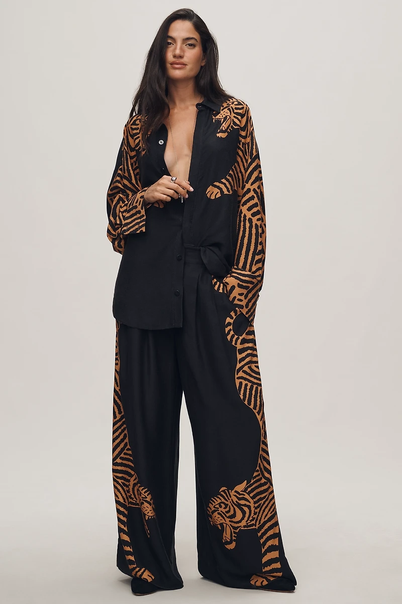 Farm Rio Wide-Leg Tiger Pants