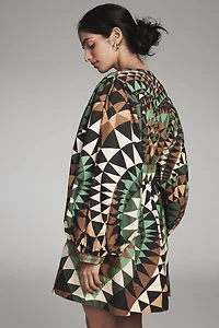 Farm Rio Deco Long-Sleeve Mini Dress
