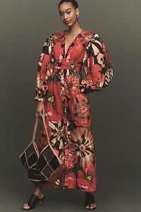 Farm Rio Flowershop Puff-Sleeve Maxi Dress