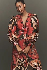 Farm Rio Flowershop Puff-Sleeve Maxi Dress