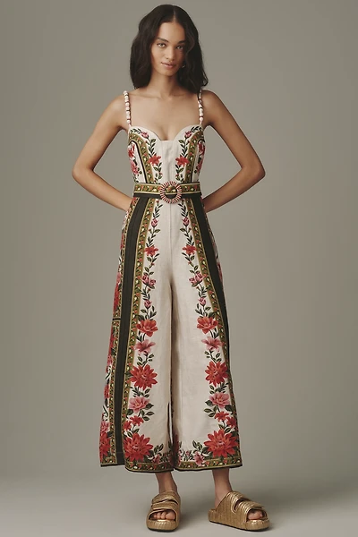 Farm Rio Wonder Belted Linen Jumpsuit