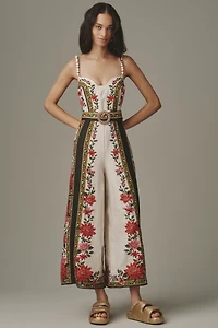 Farm Rio Wonder Belted Linen Jumpsuit
