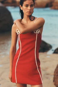 Farm Rio Piped Linen Blend Mini Dress