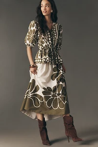 Farm Rio Palmero Cinch-Waist Blouse