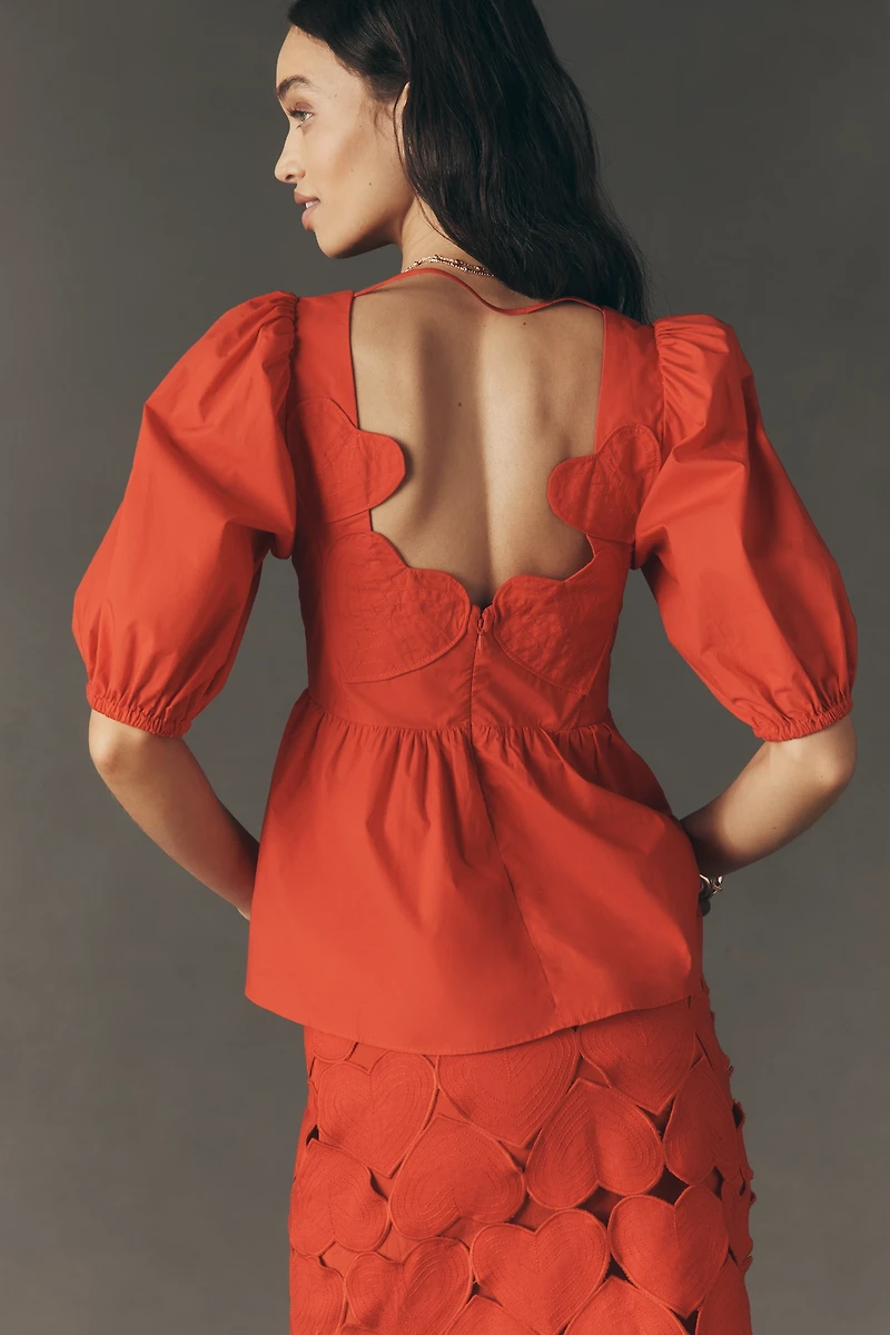 Farm Rio Cutout Hearts Blouse