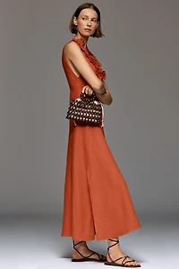 Farm Rio Ruffled Sleeveless Linen Maxi Dress