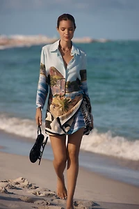 Farm Rio Copacabana Linen Tie-Waist Dress