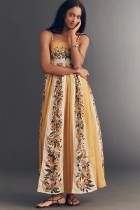 Farm Rio Sand Hilo Sleeveless A-Line Maxi Dress