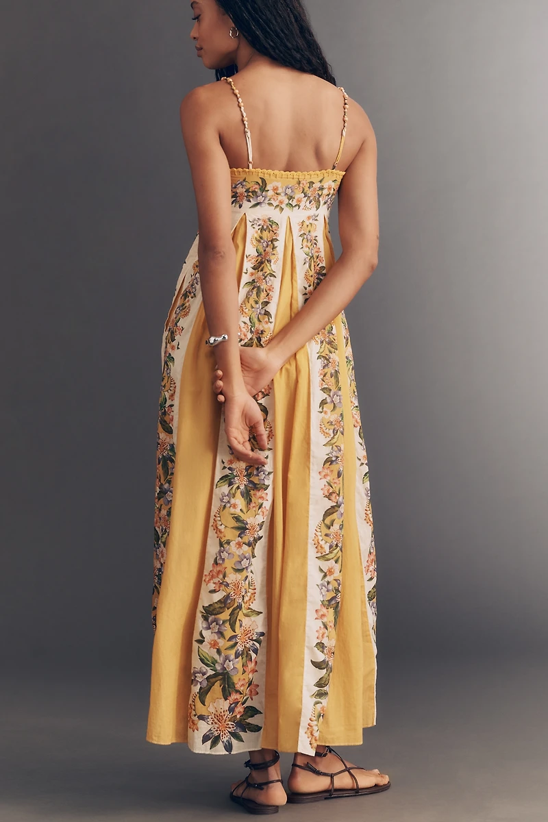 Farm Rio Sand Hilo Sleeveless A-Line Maxi Dress
