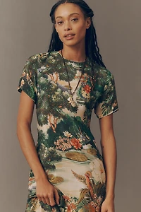 Farm Rio Short-Sleeve Garden Midi Dress