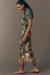 Farm Rio Short-Sleeve Garden Midi Dress