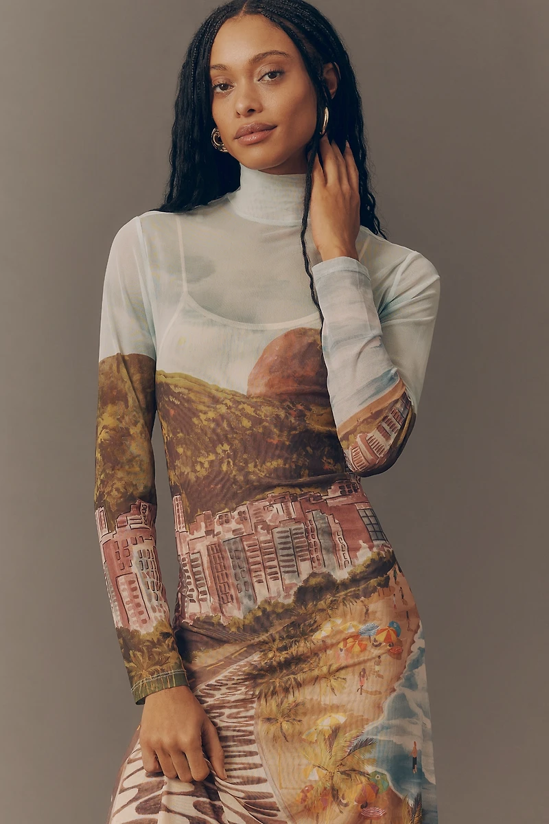 Farm Rio Copacabana High-Neck Midi Dress