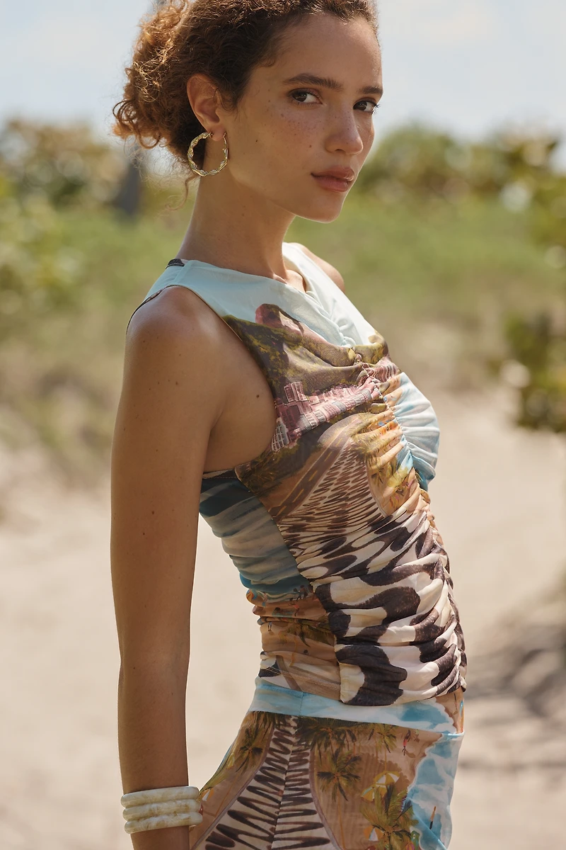 Farm Rio Copacabana Ruched Sleeveless Blouse
