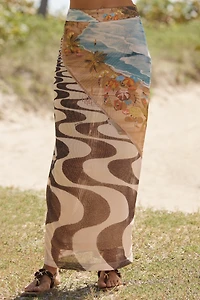 Farm Rio Copacabana Beach Print Midi Skirt