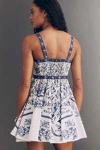Farm Rio Porcelain Garden Mini Dress