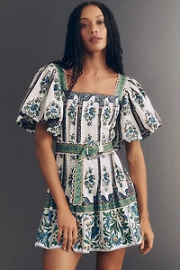 Farm Rio Manoela Puff-Sleeve Mini Dress
