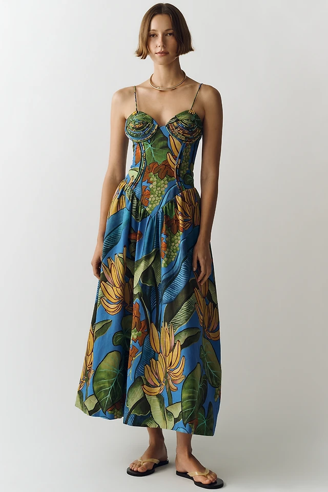 By Anthropologie The Muse Basque-Waist Midi Dress | The Summit By Anthropologie The Muse Basque-Waist Midi Dress | The Summit