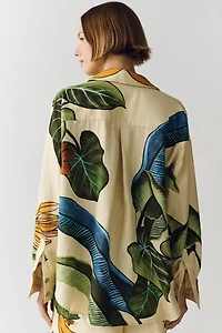Farm Rio Linen Printed Buttondown Shirt