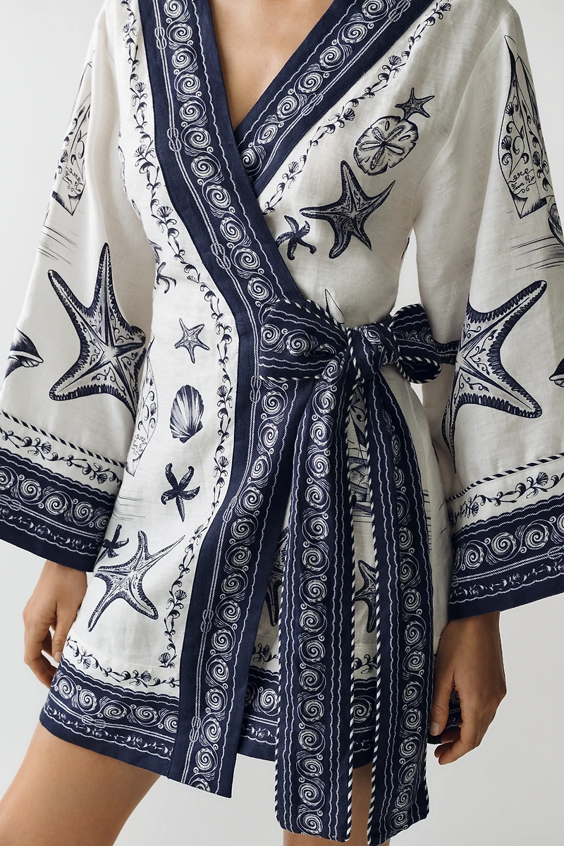 Farm Rio Linen Wrap Mini Dress