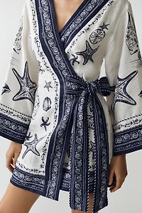 Farm Rio Linen Wrap Mini Dress