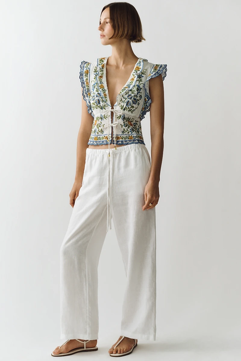 Farm Rio Emily Cotton Tie-Front Blouse