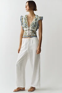Farm Rio Emily Cotton Tie-Front Blouse