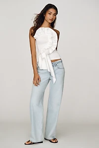 Farm Rio 100% Cotton Smocked Strapless Top