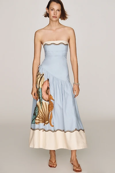 Farm Rio Souvenir Strapless Midi Dress