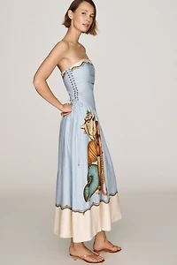 Farm Rio Souvenir Strapless Midi Dress