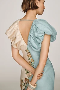 Farm Rio Marine Garden Linen Midi Dress