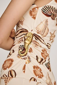 Farm Rio Marine Shells Midi Dress