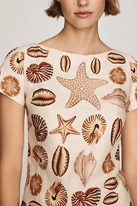 Farm Rio Marine Shells 100% Linen Mini Dress