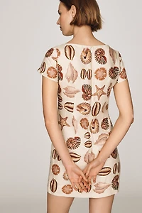 Farm Rio Marine Shells 100% Linen Mini Dress