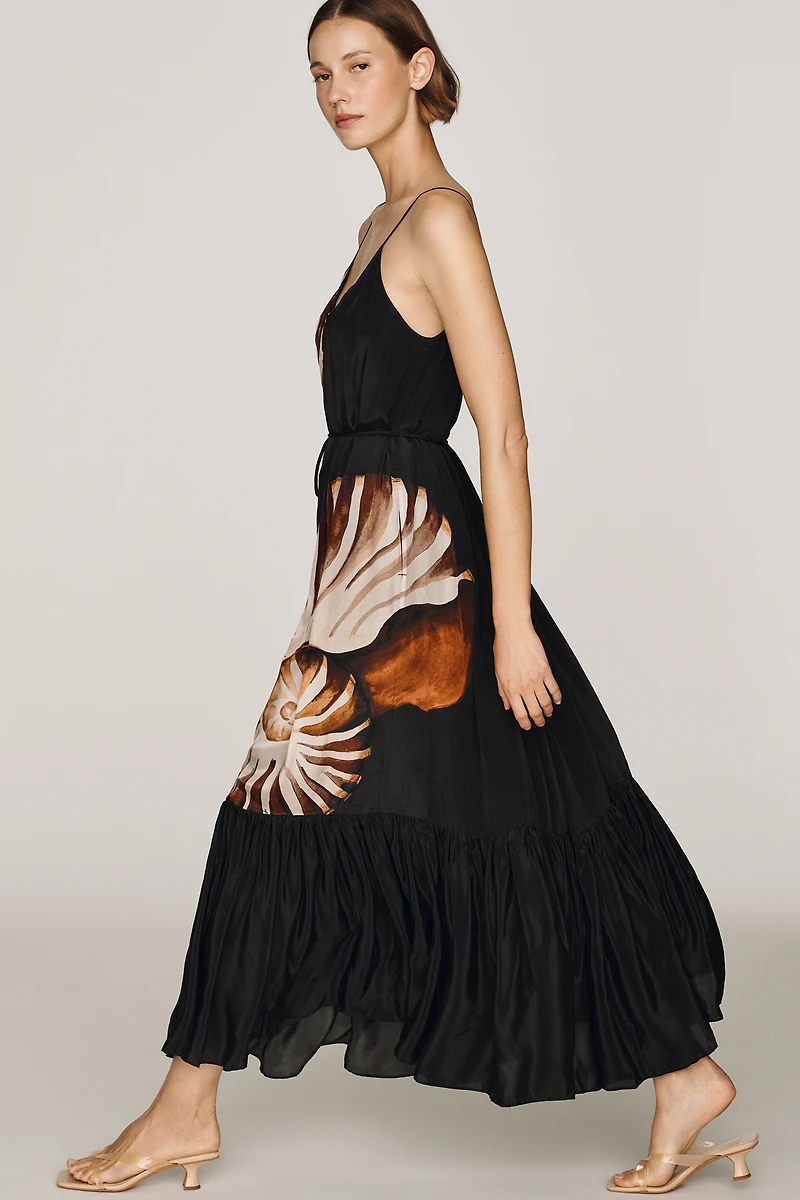 Farm Rio Ammonite Scoop-Neck Midi Dress