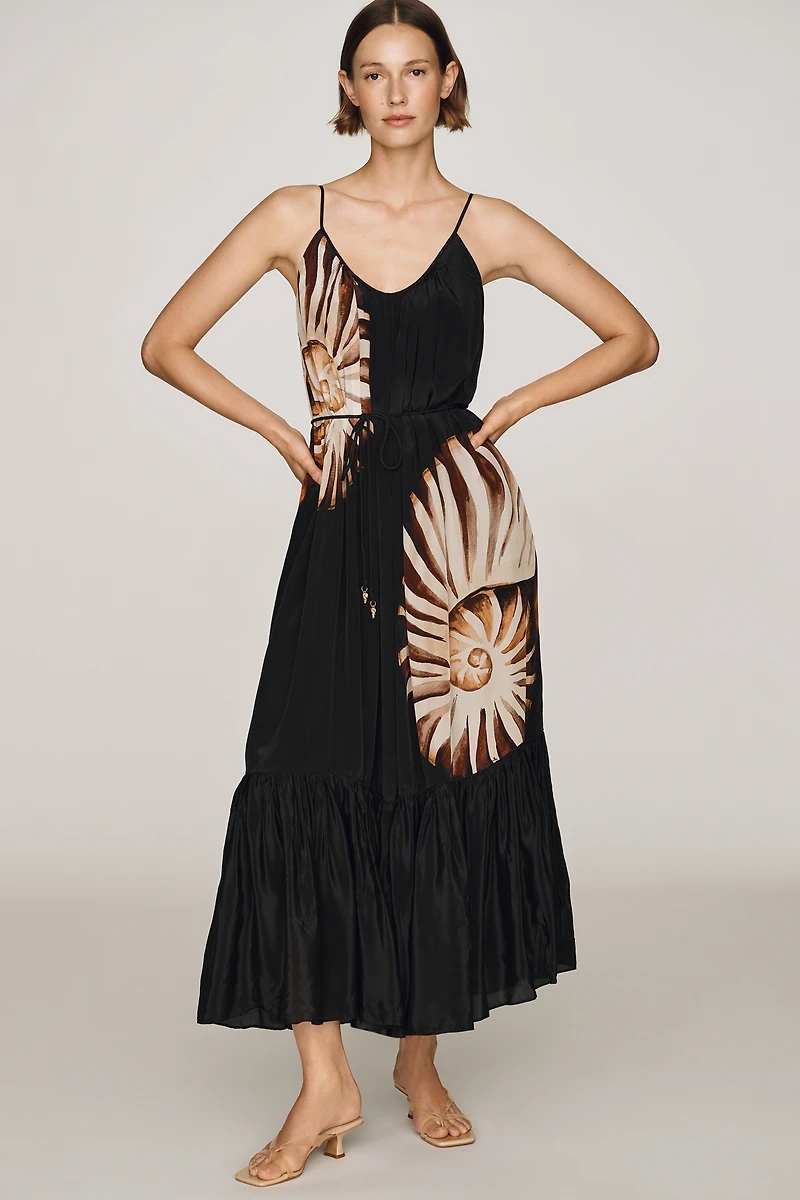 Farm Rio Ammonite Scoop-Neck Midi Dress