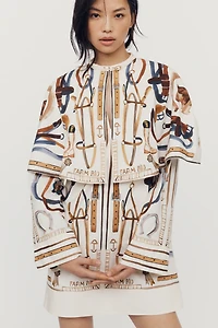 Farm Rio Equestrian 100% Cotton Scarf Cape Mini Dress