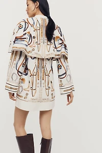 Farm Rio Equestrian 100% Cotton Scarf Cape Mini Dress