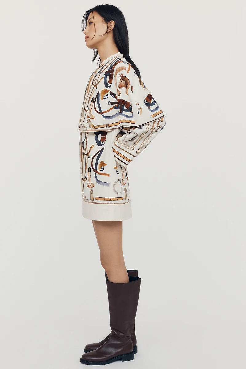 Farm Rio Equestrian 100% Cotton Scarf Cape Mini Dress