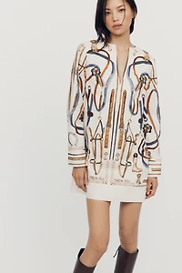 Farm Rio Equestrian 100% Cotton Scarf Cape Mini Dress