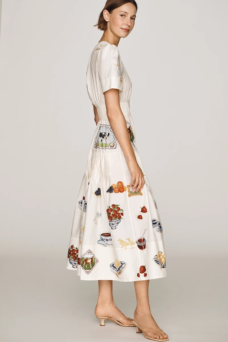 Farm Rio Country Table 100% Cotton Midi Dress