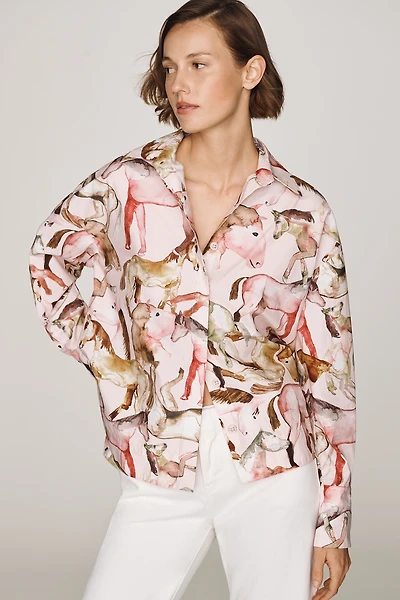 Farm Rio Equestrian 100% Cotton Buttondown Shirt