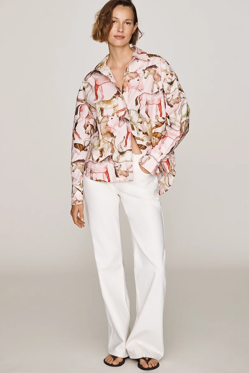 Farm Rio Equestrian 100% Cotton Buttondown Shirt