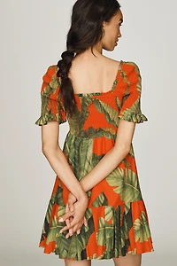 Farm Rio Cotton Smocked Mini Dress